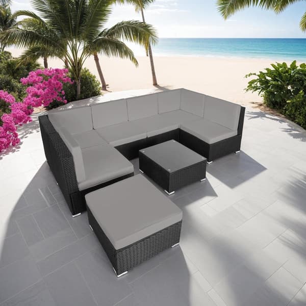 Polyrattan loungesæt Venedig - sort/grå