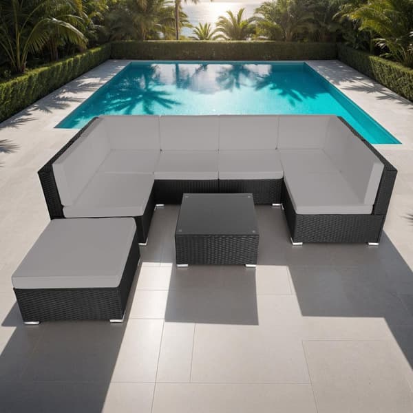 Polyrattan loungesæt Venedig - sort/grå