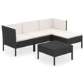 Miniatyrbillede 2 af 11: vidaXL loungesæt til haven 5 dele med hynder polyrattan sort