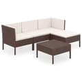 Miniatyrbillede 1 af 11: vidaXL loungesæt til haven 5 dele med hynder polyrattan brun