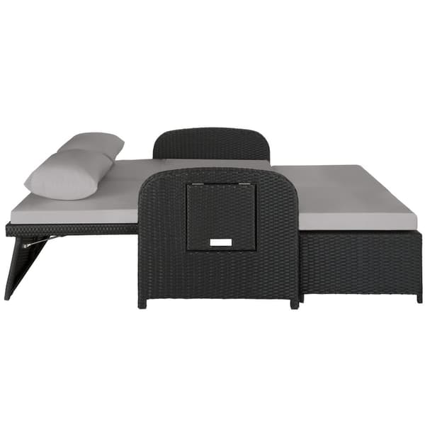 Polyrattan havesofa Kreta med overtræk - sort/grå