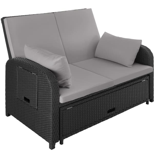 Polyrattan havesofa Kreta med overtræk - sort/grå