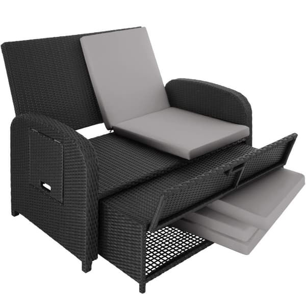 Polyrattan havesofa Kreta med overtræk - sort/grå