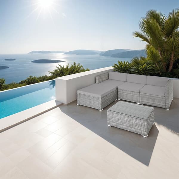 Polyrattan havesofa Firenze - lysegrå/mørkegrå