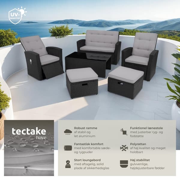 Polyrattan loungesæt Bari - sort