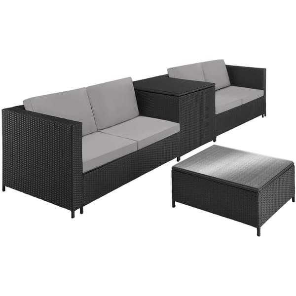 Loungesæt polyrattan Siena - sort/grå