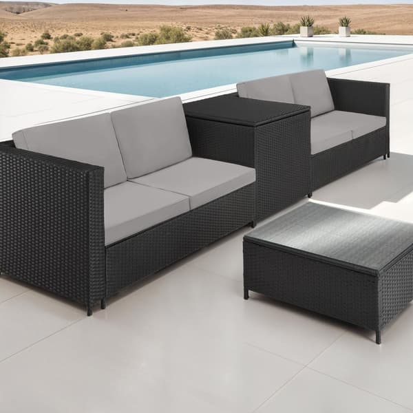 Loungesæt polyrattan Siena - sort/grå