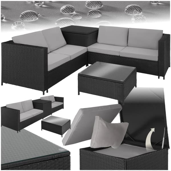 Loungesæt polyrattan Siena - sort/grå