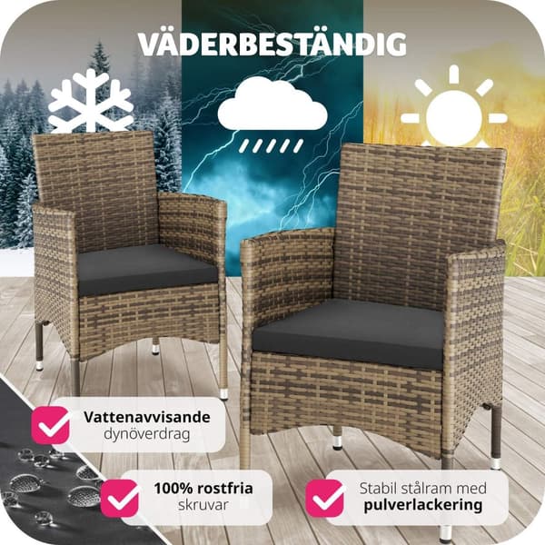 2 trädgårdsstolar i rotting Royan - natur/mörkgrå
