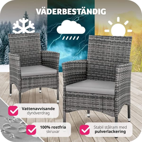 2 trädgårdsstolar i rotting Royan - grå/ljusgrå