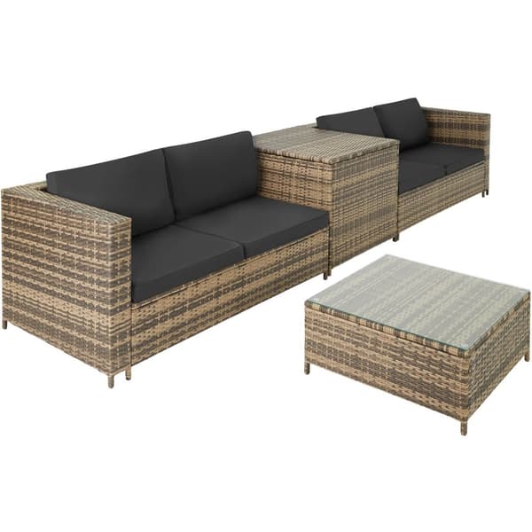 Loungesæt polyrattan Siena - natur/mørkegrå