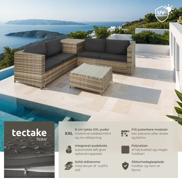 Loungesæt polyrattan Siena - natur/mørkegrå