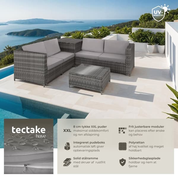Loungesæt polyrattan Siena - grå/lysegrå