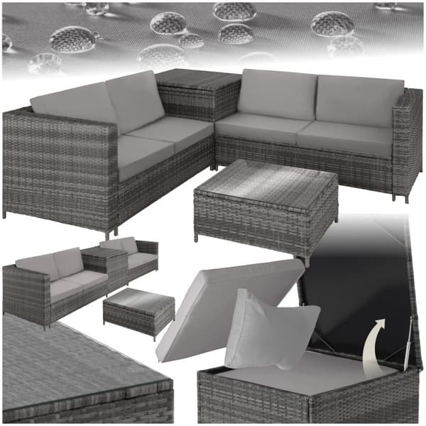 Loungesæt polyrattan Siena - grå/lysegrå