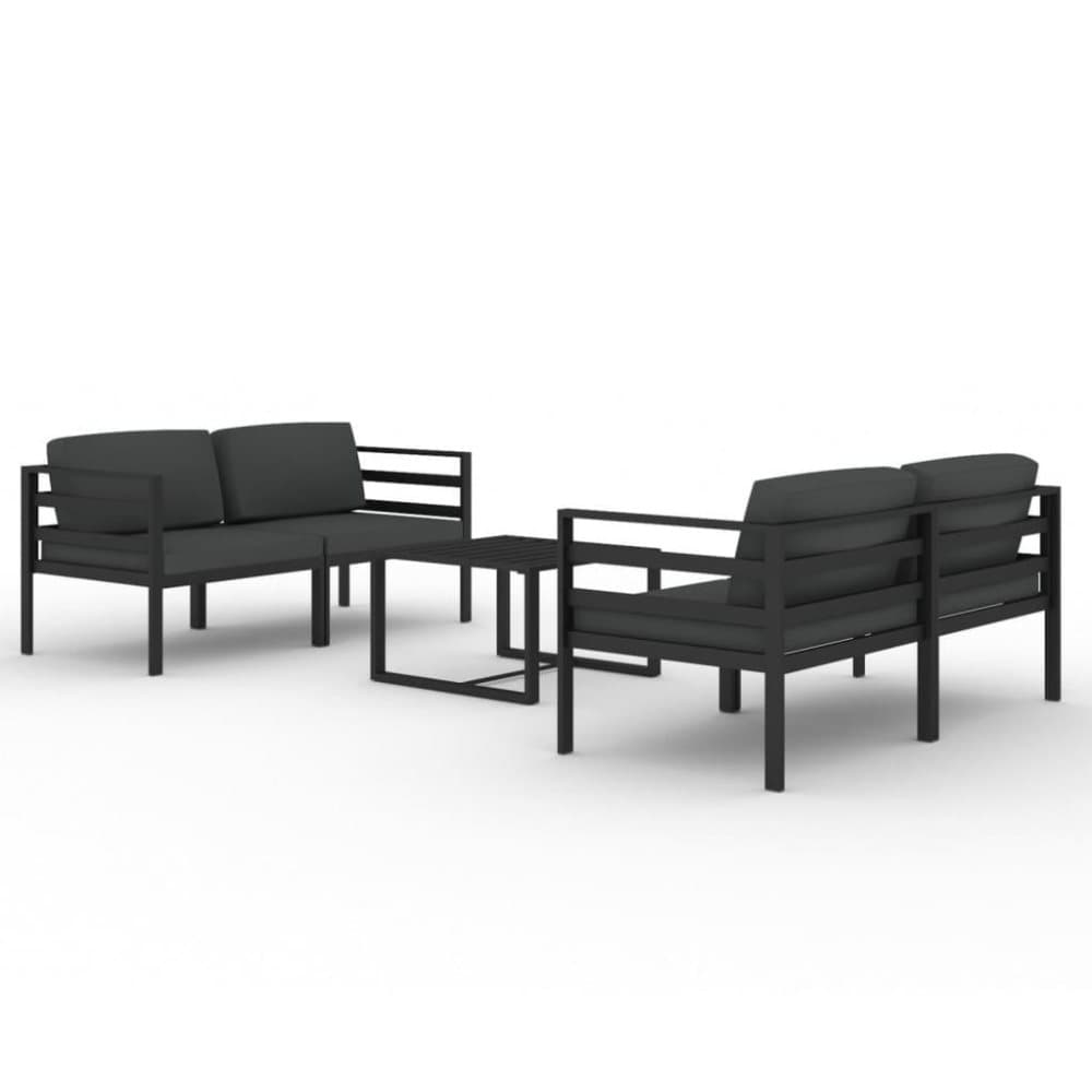 vidaXL Loungegrupp för trädgården 5delar med dynor aluminium antracit