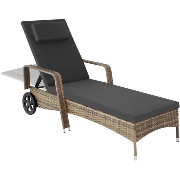 Polyrattan solseng - natur/mørkegrå