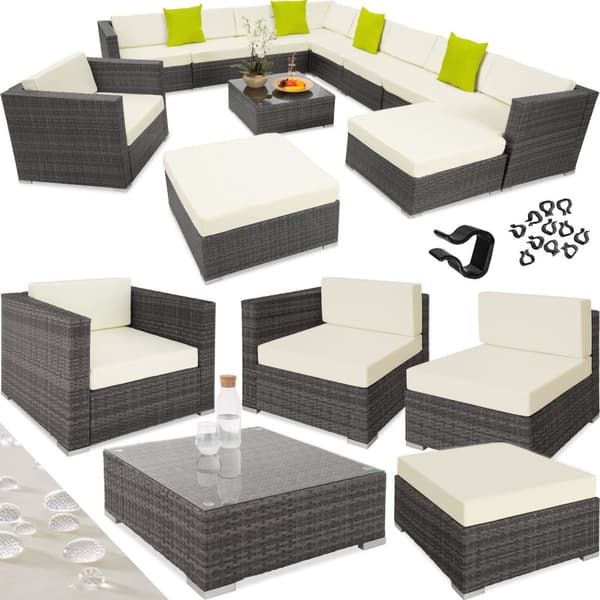 Polyrattan loungesæt Las Vegas - grå