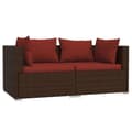 Miniatyrbild 1 av 10: vidaXL Soffa 2-sits med dynor konstrotting brun