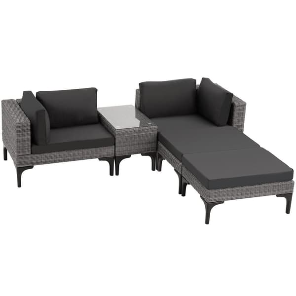 Polyrattan loungesæt Bellaria med aluminiumsramme - grå
