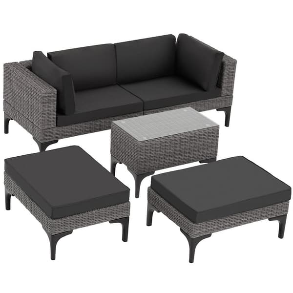Polyrattan loungesæt Bellaria med aluminiumsramme - grå