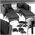 Miniatyrbillede 1 af 11: Polyrattan loungesæt Bellaria med aluminiumsramme - grå