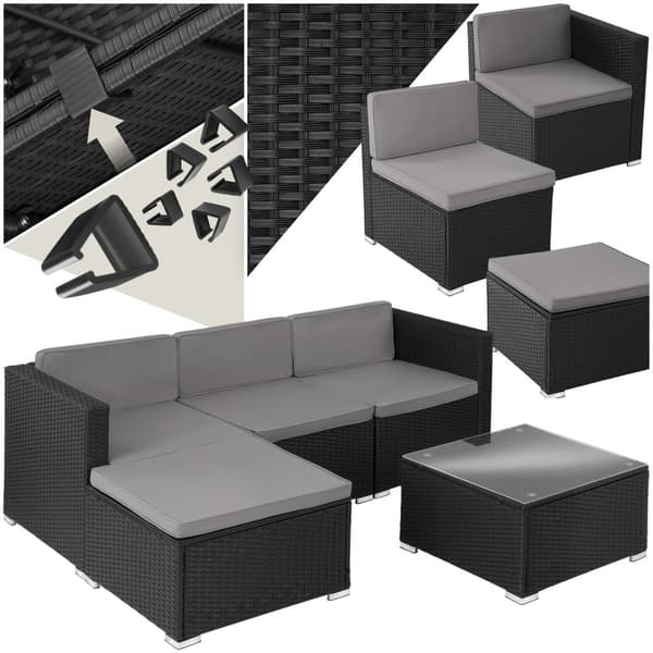 Polyrattan loungesæt Lignano - sort