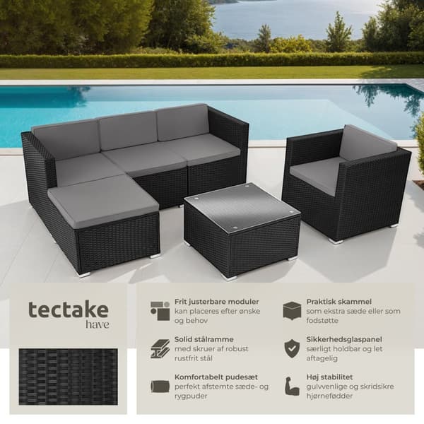 Polyrattan loungesæt Lignano - sort