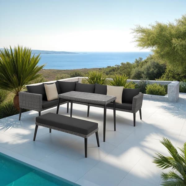 Polyrattan loungesæt Pula med aluminiumsstel - grå