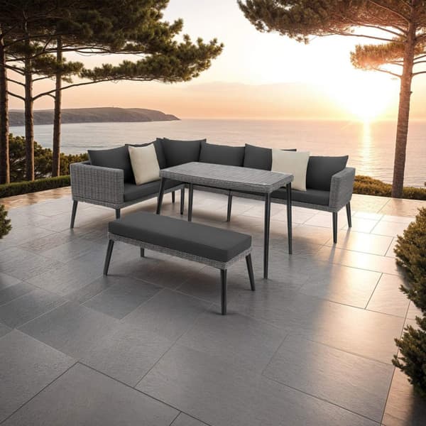 Polyrattan loungesæt Pula med aluminiumsstel - grå