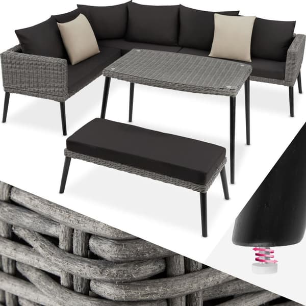 Polyrattan loungesæt Pula med aluminiumsstel - grå