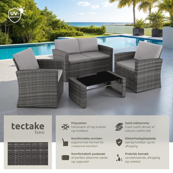 Polyrattan havesofasæt Jesolo - grå/lysegrå