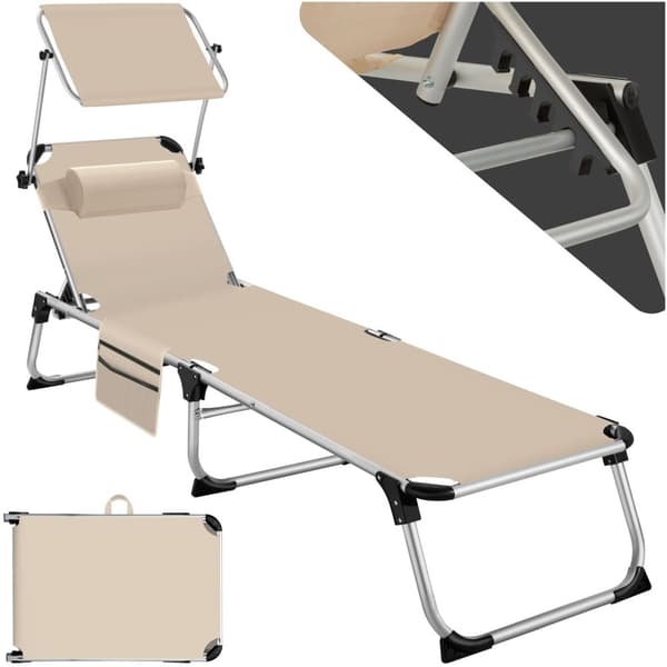 Solstol Aurelie i aluminium, 6-stegs justerbar - beige