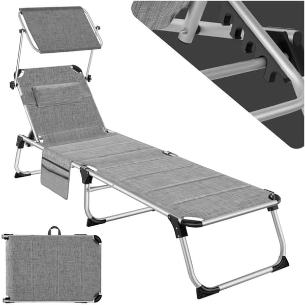 Solstol Lorella, vadderad, hopfällbar - gråmelerad