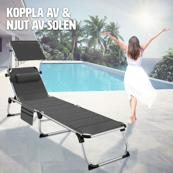 Solstol Lorella, vadderad, hopfällbar - grå