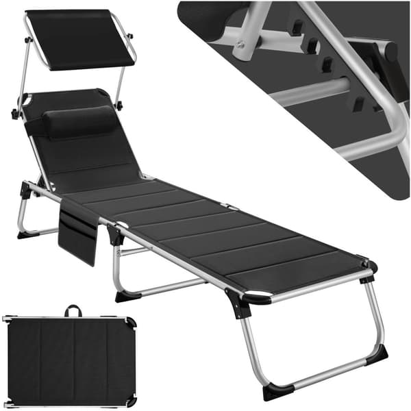 Solstol Lorella, vadderad, hopfällbar - svart