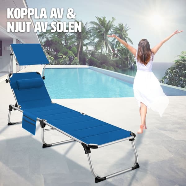 Solstol Lorella, vadderad, hopfällbar - blå