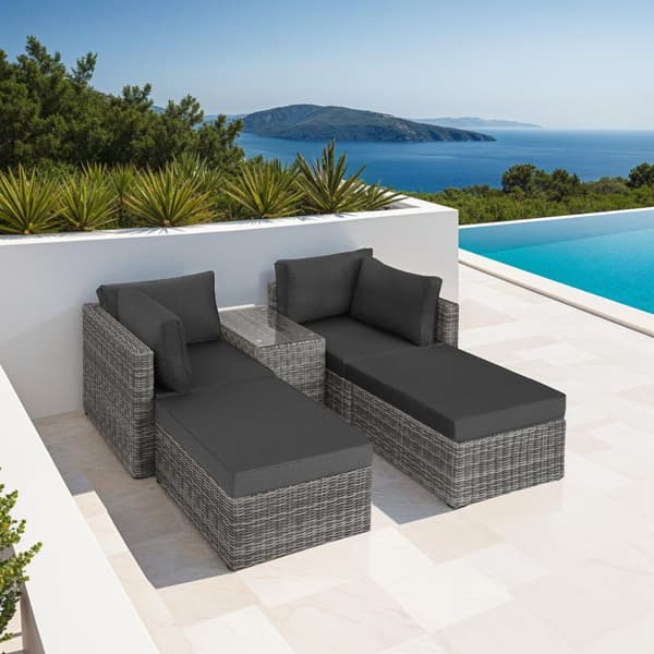 Polyrattan loungesæt med aluminiumstel San Domino - lysegrå/mørkegrå
