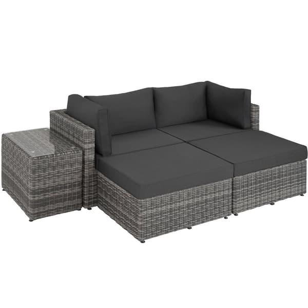 Polyrattan loungesæt med aluminiumstel San Domino - lysegrå/mørkegrå