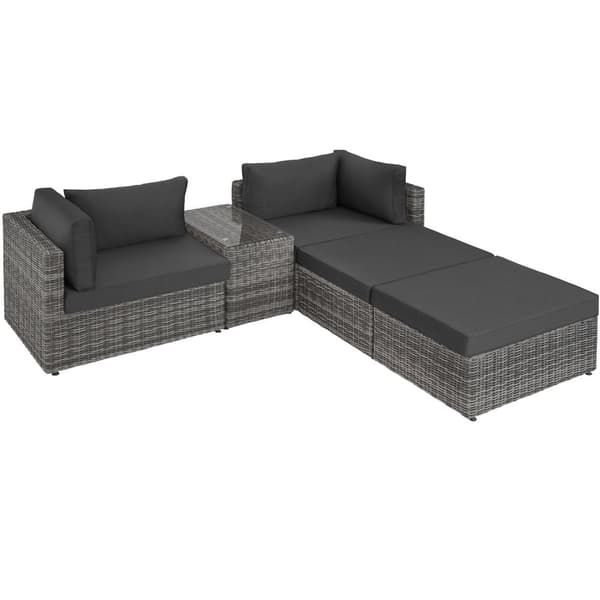 Polyrattan loungesæt med aluminiumstel San Domino - lysegrå/mørkegrå