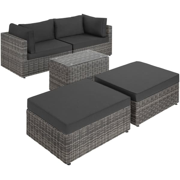 Polyrattan loungesæt med aluminiumstel San Domino - lysegrå/mørkegrå