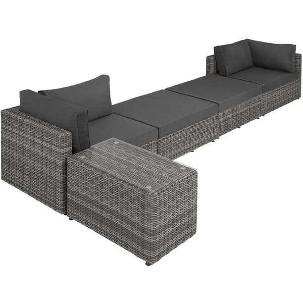 Polyrattan loungesæt med aluminiumstel San Domino - lysegrå/mørkegrå