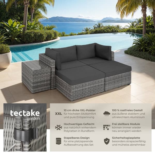 Polyrattan loungesæt med aluminiumstel San Domino - lysegrå/mørkegrå