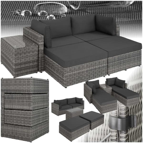 Polyrattan loungesæt med aluminiumstel San Domino - lysegrå/mørkegrå