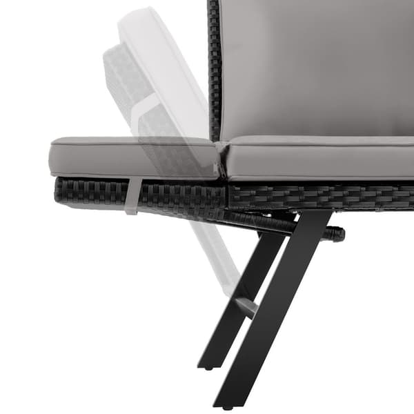 Havesofa polyrattan Sintra, justerbare armlæn, 2 i 1 - lysegrå/sort