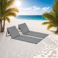 Miniatyrbillede 3 af 9: Strandmåtte Mina, sæt med 2 stk. fleksibelt ryglæn, sammenklappelig - grå/blå
