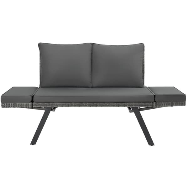 Havesofa polyrattan Sintra, justerbare armlæn, 2 i 1 - grå
