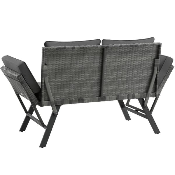 Havesofa polyrattan Sintra, justerbare armlæn, 2 i 1 - grå