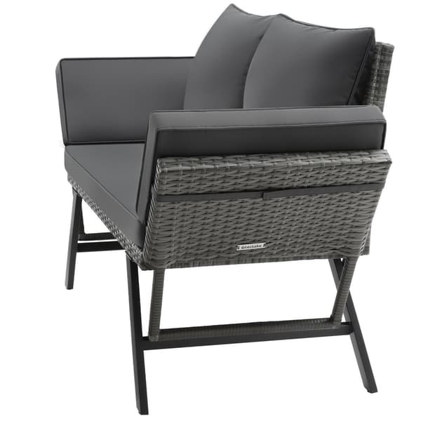 Havesofa polyrattan Sintra, justerbare armlæn, 2 i 1 - grå