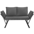 Miniatyrbillede 8 af 11: Havesofa polyrattan Sintra, justerbare armlæn, 2 i 1 - grå