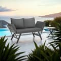 Miniatyrbillede 2 af 11: Havesofa polyrattan Sintra, justerbare armlæn, 2 i 1 - grå
